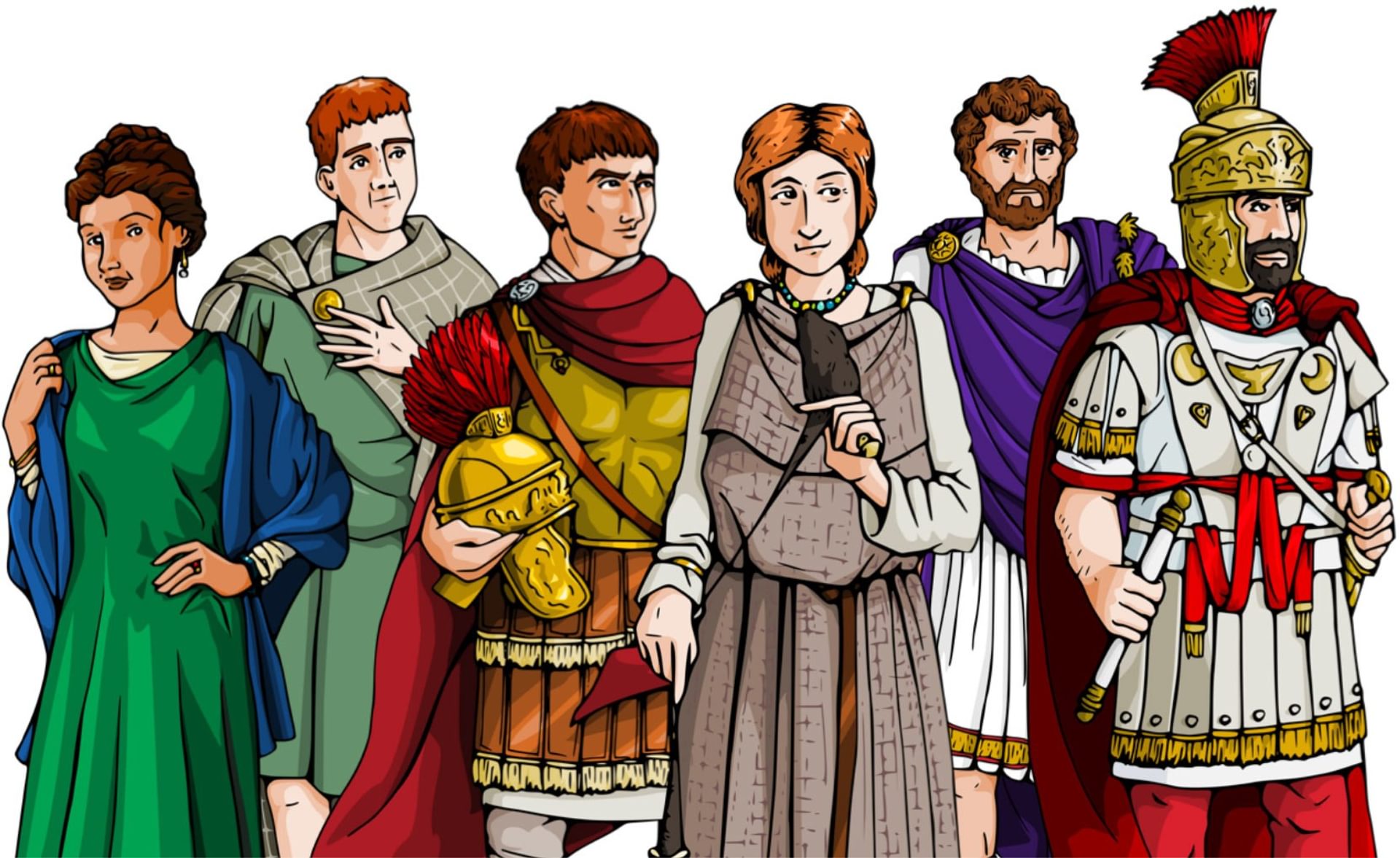 © Rediscovering the Antonine Wall
Cartoon Roman are posed in uniforms © Rediscovering the Antonine Wall
Cartoon Roman are posed in uniforms