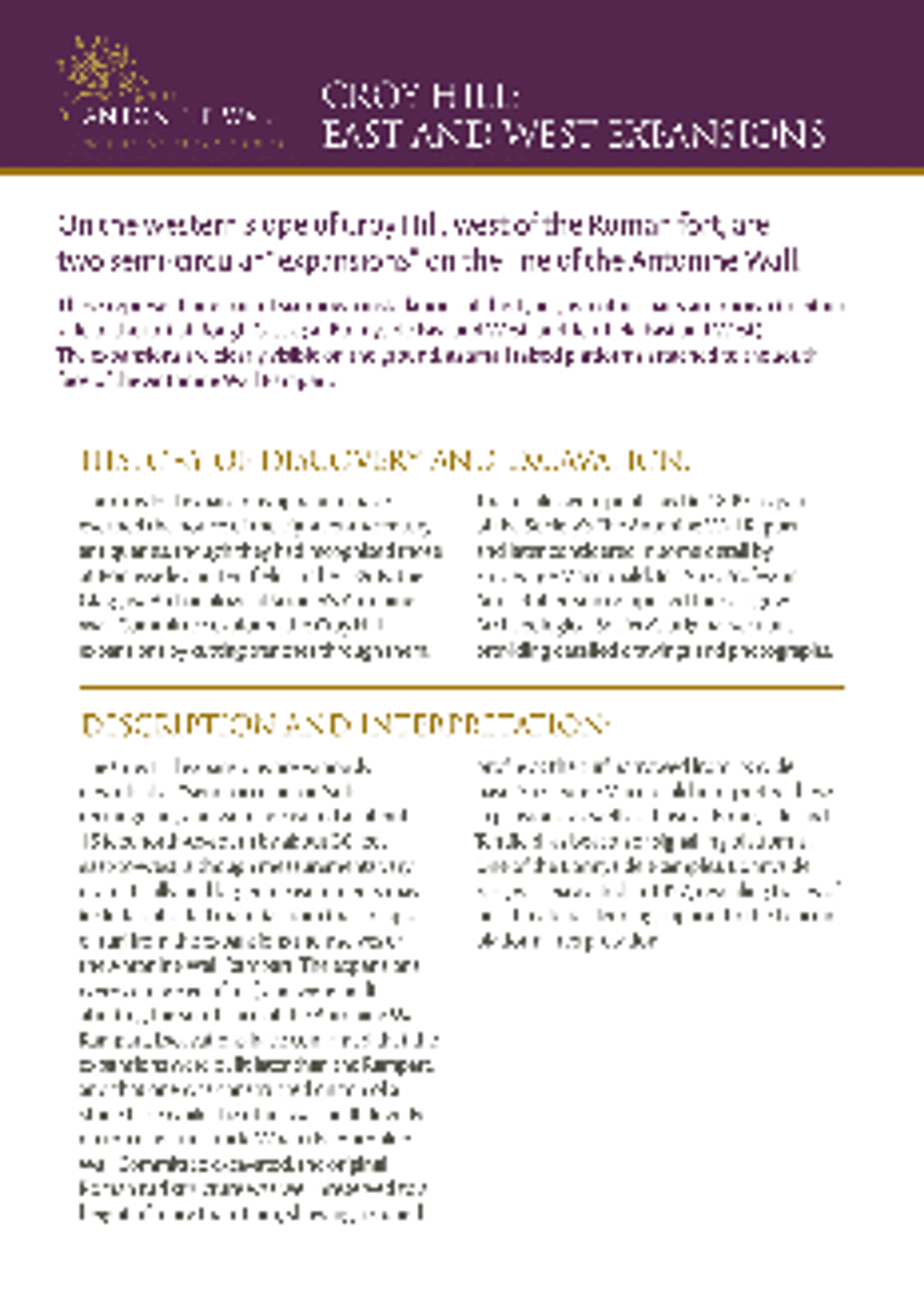 Croy Hill East and West Expansions 1 Croy Hill East and West Expansions 1